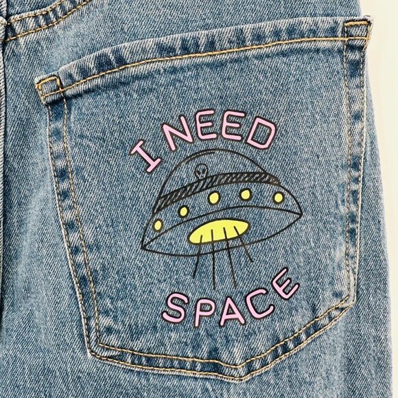 Wild Fable Wide Leg Jeans Size 27 Medium Wash Graffiti Doodles Women's - Picture 5 of 8